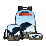 How To Train Your Dragon 3D Printing Backpacks Pencil Bag 3Pcs/Set Portfolio Kids Travel Bags