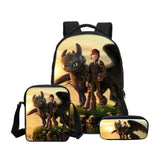 How To Train Your Dragon 3D Printing Backpacks Pencil Bag 3Pcs/Set Portfolio Kids Travel Bags