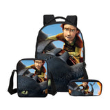 How To Train Your Dragon 3D Printing Backpacks Pencil Bag 3Pcs/Set Portfolio Kids Travel Bags