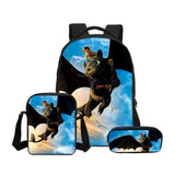 How To Train Your Dragon 3D Printing Backpacks Pencil Bag 3Pcs/Set Portfolio Kids Travel Bags